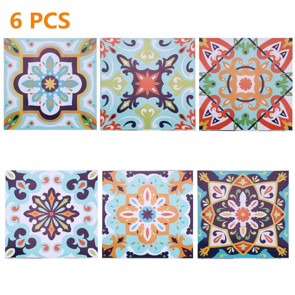 6Pcs Moroccan Style DIY Vinyl Self Adhesive Tile Wall Decal Sticker Home Decor 