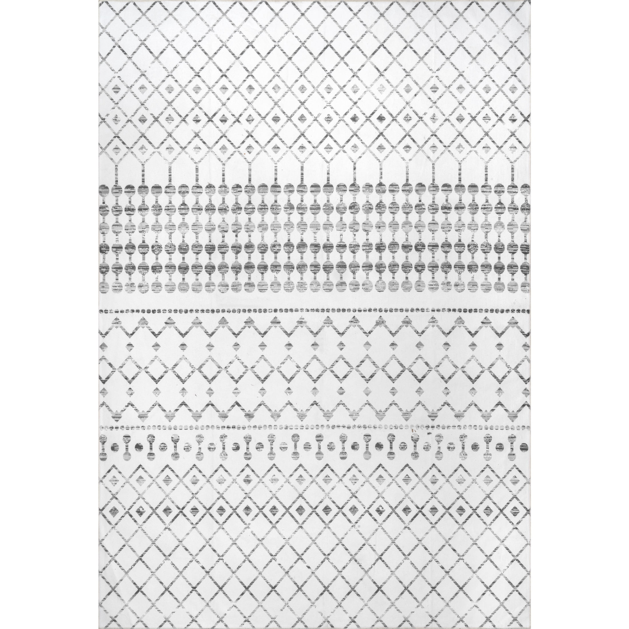 nuLOOM Moroccan Blythe SpinClean Machine Washable Area Rug, 6', Round, Blythe Grey