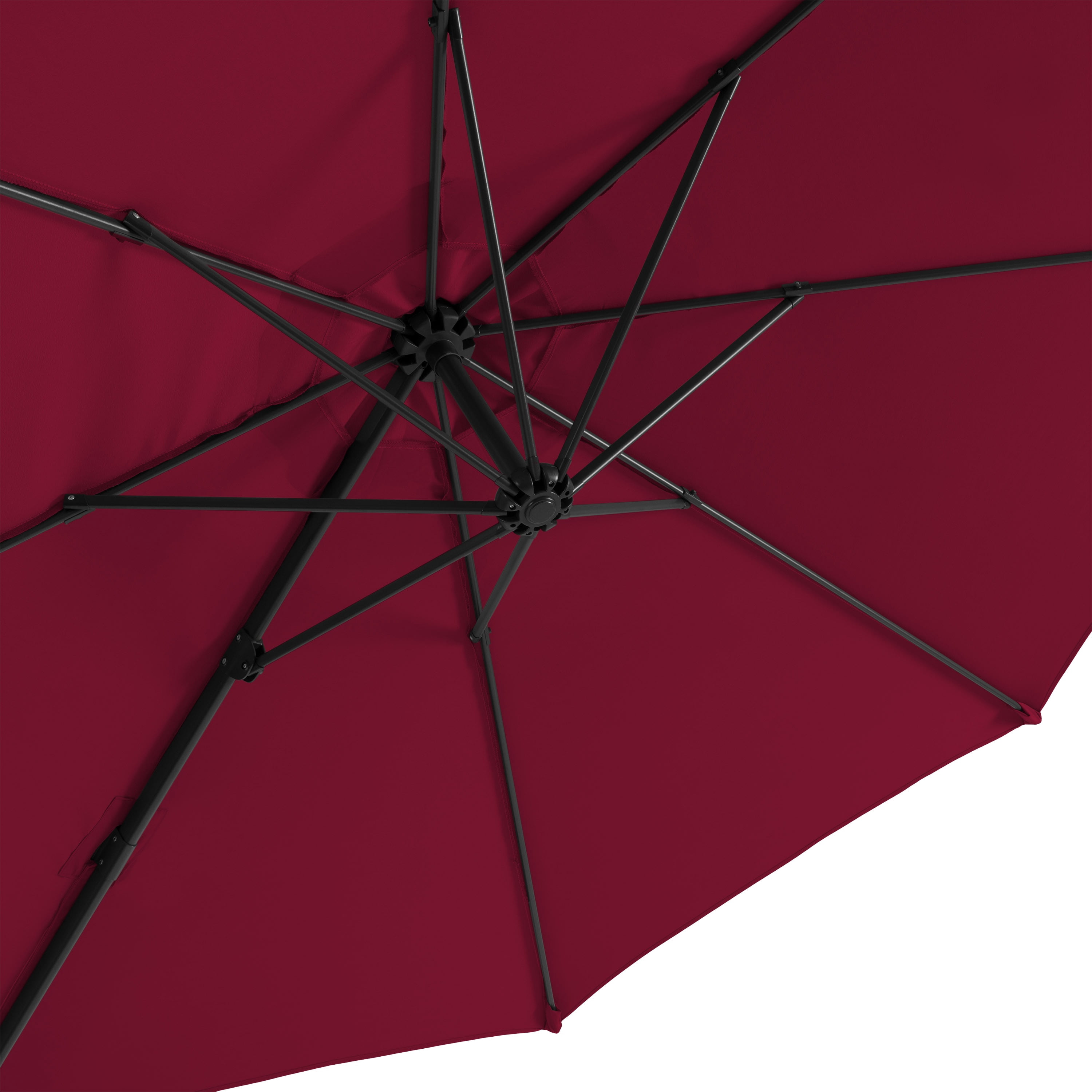 CorLiving 9.5ft Offset Tilting and Rotating Outdoor Umbrella with Aluminum and Steel Frame and Durable Canopy, Wine Red