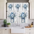 thumbnail image 2 of Blue Floral Curtain Valances Set Pastoral Eucalyptus Leaf Vase Kitchen Curtains 24&nbsp;inch Length Rod Pocket Valance and Tiers 3 Piece Set Small Bedroom Bathroom Laundry Decor, 2 of 9