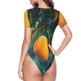 thumbnail image 3 of Uemuo Mango In The Rain Pattern Women's One Piece Short Sleeve Swimsuit Rash Guard Surfing Modest Quick-drying Swimsuit Beach Essentials-, 3 of 9