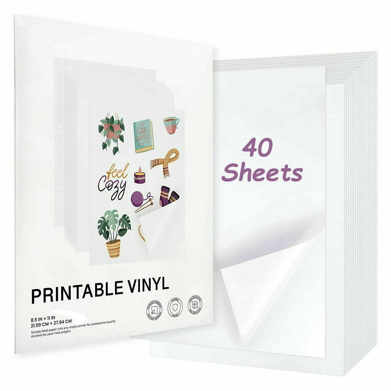 Printable Vinyl Sticker Paper Matte for Laser Printer 22 Sheets White,  Decal Paper Tear & Scratch Resistant,Cricut Sticker Paper for Making Labels  