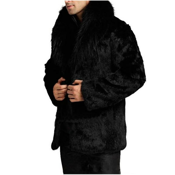 Tawop Jackets for Men Faux Fur Pockets Winter Solid Mens Fall Jackets,Black,L