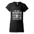 thumbnail image 2 of Wild Bobby Be The Warrior God Called You To Be Inspirational/Christian Women Standard V-Neck Tee, Black, Small, 2 of 5