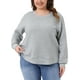 thumbnail image 1 of Sudadera de punto waffle para mujer Agnes Orinda, talla grande, cuello redondo, mangas largas, camiseta casual con dobladillo curvado, 2X gris plateado, 1 of 5