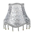 thumbnail image 1 of Lámpara de tela lámpara de mesa/lámpara de lámpara de tela de lámpara para salón de la sala de estar Estampado de flores plateadas, 1 of 8