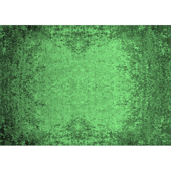Ahgly Company Indoor Rectangle Oriental Emerald Green Industrial Area Rugs, 2' x 5'