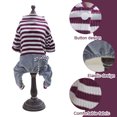thumbnail image 3 of Mono de rayas para mascotas, ropa para perros, adorable abrigo para cachorros, ropa para perros pequeños y medianos (marrón) M, 3 of 5