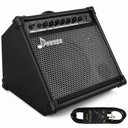 Donner 35W Amplifier Speaker for Keyboard Electronic Drum Guitar Amp, 8" Woofer 2.5" Tweeter, 2 Channels Input, Mini Portable
