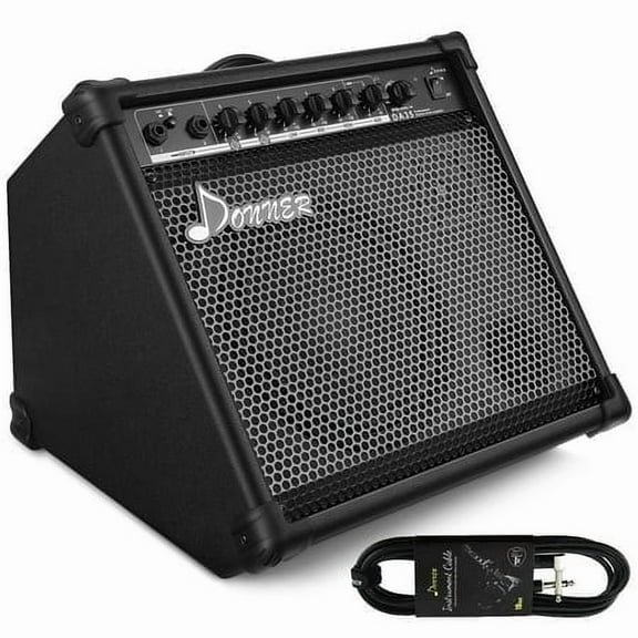Donner 35W Amplifier Speaker for Keyboard Electronic Drum Guitar Amp, 8" Woofer 2.5" Tweeter, 2 Channels Input, Mini Portable
