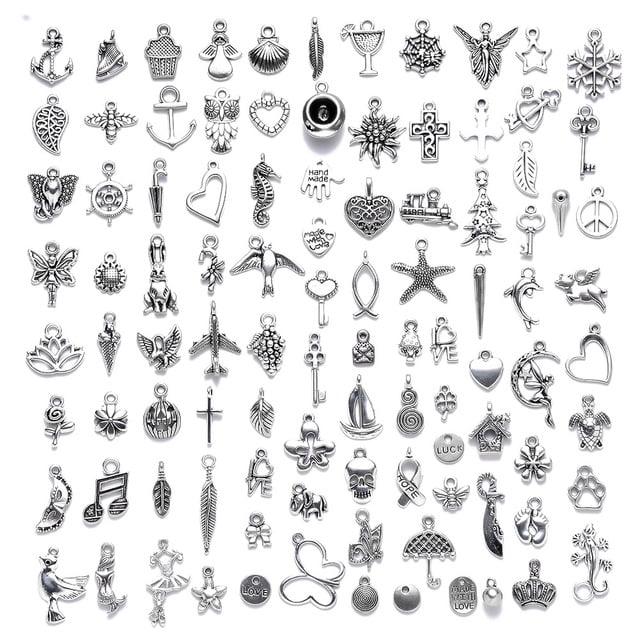 12pcs Mixed Tibetan Silver Plated Cat Charms Pendants for Jewelry Making Bracele 