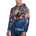 thumbnail image 3 of Uemuo Night Sky Turtle Pattern Men's Hoodie - Casual Pullover Hoodie with Kangaroo Pocket, Stylish Hooded Sweatshirt for Everyday Wear-3X-Large, 3 of 7