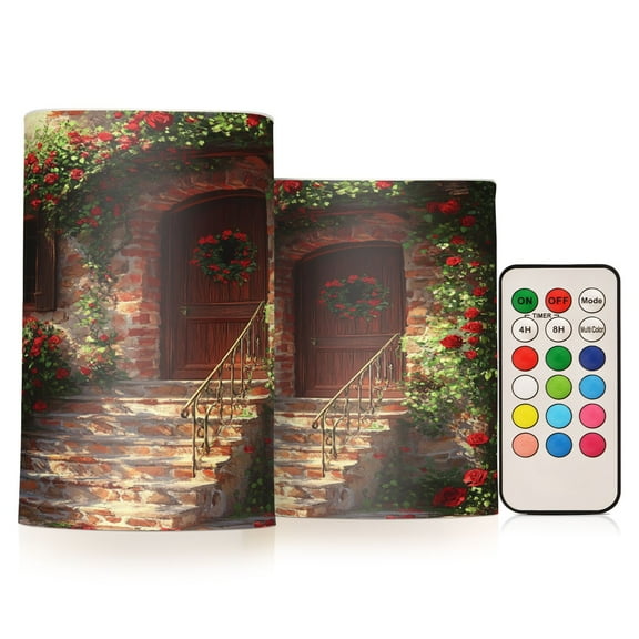 BZSMCE Flameless Candles LED Lights House Covered with Roses Creativity Battery Candles