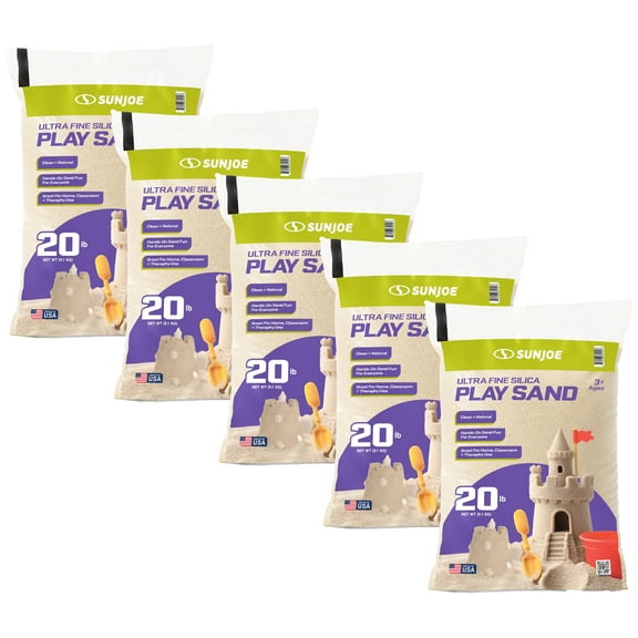 Sun Joe 5 Pack Ultra Fine Silica Play Sand, Sandboxes & Sensory Tables, 20 lbs, PLYSAND20