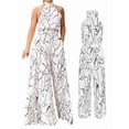 thumbnail image 3 of Combinaisons Habillées pour Femmes Soirée Invitée de Mariage Grande Taille Sans Manches Combinaisons Pantalon Grand Long Blanc TG, 3 of 5