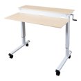 thumbnail image 2 of Stand Up Desk Store Crank Adjustable Two Tier Standing Desk with Heavy Duty Steel Frame (White Frame/Birch Top, 48" Wide), 2 of 5