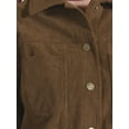 thumbnail image 5 of DARING DIVA Women's Corduroy Long Sleeve Button Down Shacket Jacket XS Brown, 5 of 6