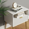 thumbnail image 5 of Nathan James Jacklyn Modern Nightstand Bedside Table with Drawer and Shelf, Mid-Century Golden Legs, White/Gold, 5 of 7