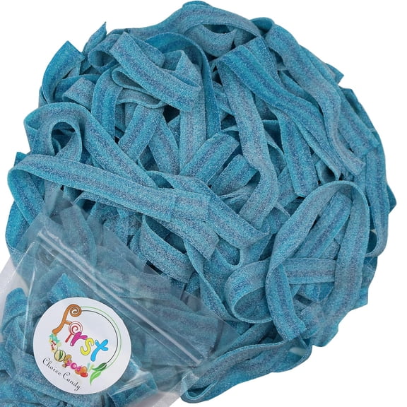 FirstChoiceCandy Sour Gummy Belts, Flat, Long, Chewy  Gummies ( Blue-Raspberry- 2 Pound )
