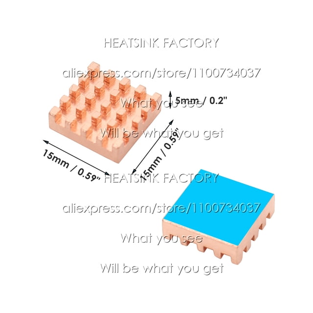 5pcs Pure Copper Heatsink Heat Sink Radiator Cooler for Raspberry / Banana Pi Electronic 3D printer CHIP IC MOS with Thermal Pad 5pcs 15x15x5mm