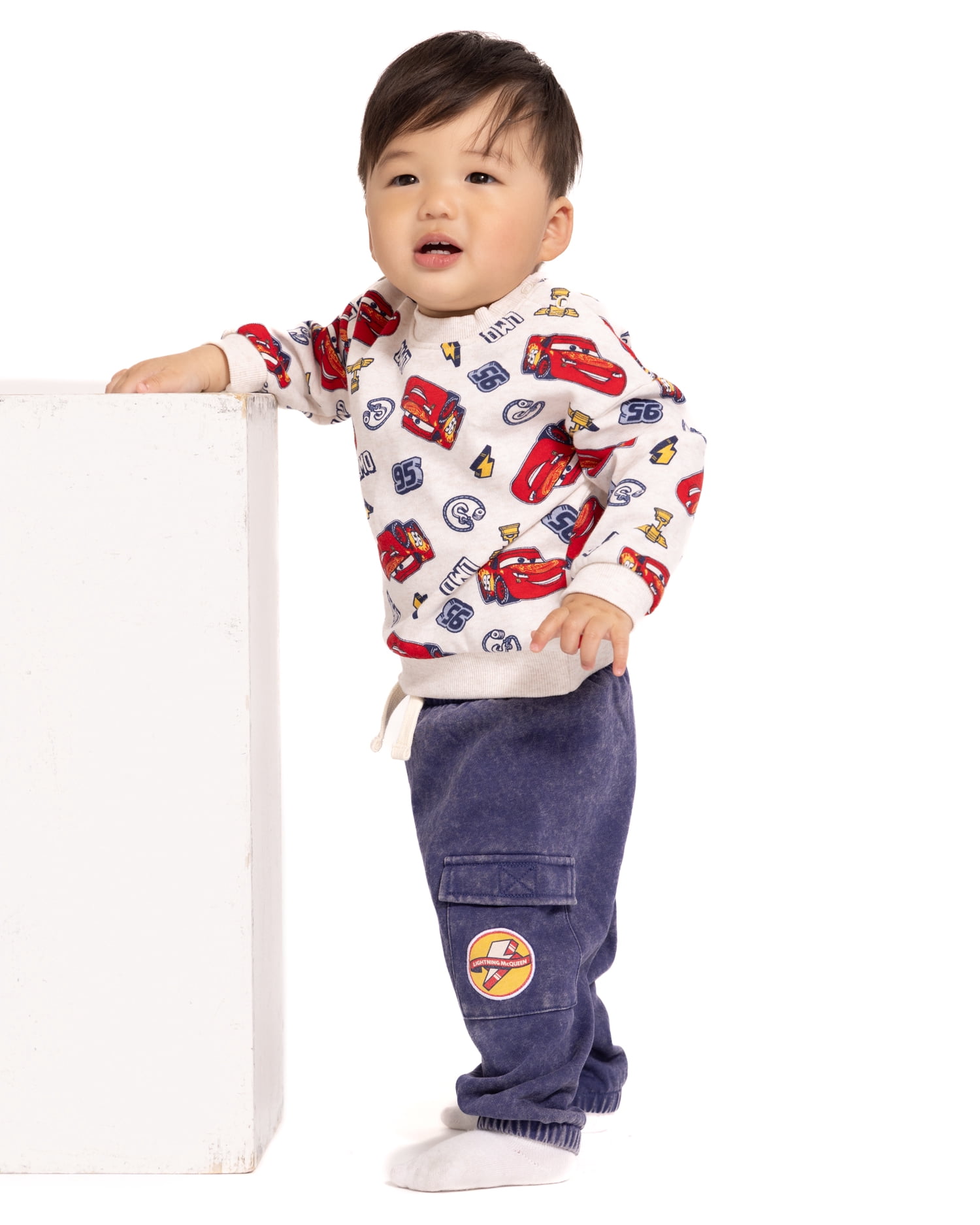 Pixar Cars Baby Boys' Crewneck Sweatshirt and Cargo Joggers Set, 2-Piece, Sizes 0/3M-24M
