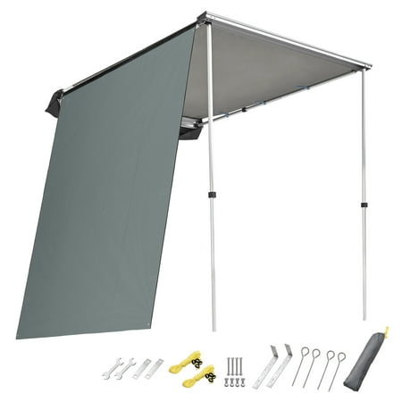 Yescom 4.6x6.8 Ft Car Side Awning with Side Wall Rooftop Pull Out Tent Shelter Camping