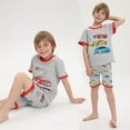 thumbnail image 2 of DDSOL Boy Pajamas Fire Truck Pjs Cotton Short Sleeves 4-Pieces Sleepwear Sets Gray 7T, 2 of 7
