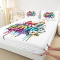 thumbnail image 5 of Manfei Dripping Butterfly Rainbow King Sheets, Graffiti Painting Bedding, White Purple, 4-Piece, 1 Flat Sheet, 1 Fitted Sheet and 2 Pillowcases, 5 of 6