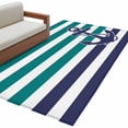 thumbnail image 2 of 3'x5' Area Rugs, Anchor Teal Indoor Outdoor Area Rug for Living Room Bedroom, Modern Navy Blue White Striped Nautical Washable Bathroom Rugs Kitchen Floor Carpet Mats Home Decor Aesthetic, 2 of 8