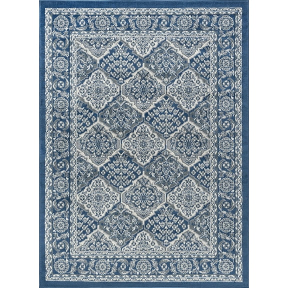 Tayse Hampton Area Rug HMP4207 Traditional Navy Geometric Blocked 2' 3" x 10' Rectangle