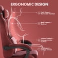 thumbnail image 3 of Lointain Velvet Fabric Gaming Chair with Footrest, Ergonomic Gamer Chair for Adult, Reclining Office Chair, High Back Compute Chair with Massage, Racing Video Game Chairs for Home Office (Red), 3 of 10