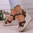 thumbnail image 2 of Dakaela Wedges Sandals for Women 2026 Comfortable Platform Summer Espadrille Shoes Ankle Strap Open Toe Dressy Beach Sandal Leopard Size 8.5, 2 of 9