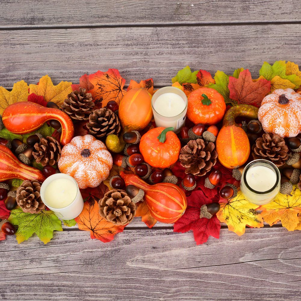Décoration Automne 126 Pièces : Citrouilles, Glands, Pommes De Pin, Feuilles D'érable - DIY Halloween, Thanksgiving