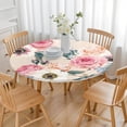 thumbnail image 3 of Round Fitted Tablecloth with Elastic Edges Fits 36"-44" Round Tables Pioneer Colorful Floral Waterproof Table Cover Washable Indoor and Outdoor for Party Kitchen Dinner Banquet Patio Picnic, 3 of 7