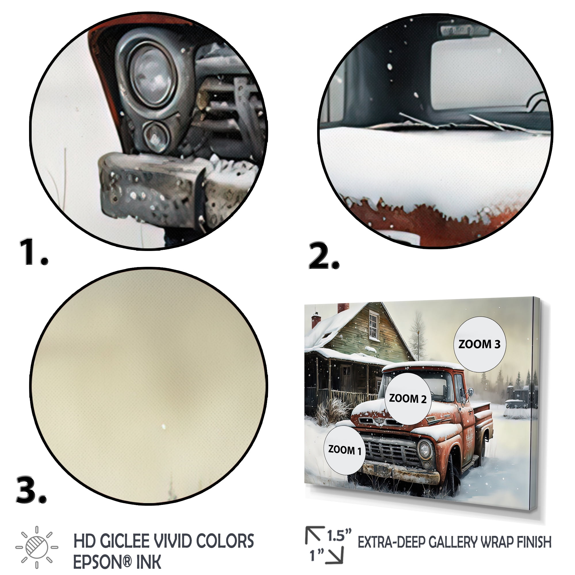 Designart Old Truck At The Barn In Winter II Canvas Wall Art