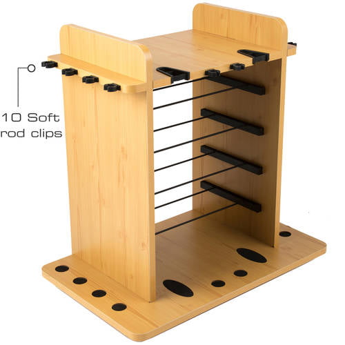 Rush Creek Creations 14 Fishing Rod Rack with 4 Utility Box Storage  Capacity & Dual Rod Clips - Features a Sleek Design & Wire Racking System