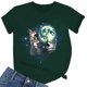 thumbnail image 3 of Gibobby Playera Corte clásico para Mujer Camisas lobo para hombres y mujeres Camiseta manga corta unisex con estampado lobos y animales(Verde,XL), 3 of 5