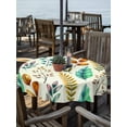 thumbnail image 2 of Outdoor Tablecloth with Umbrella Hole for Patio/Picnic/Party/Camping, Spring Botanical Waterproof Table Cloth Round Cover Washable, Watercolor Leaves Floral Rustic Cream (Dia 54"), 2 of 8