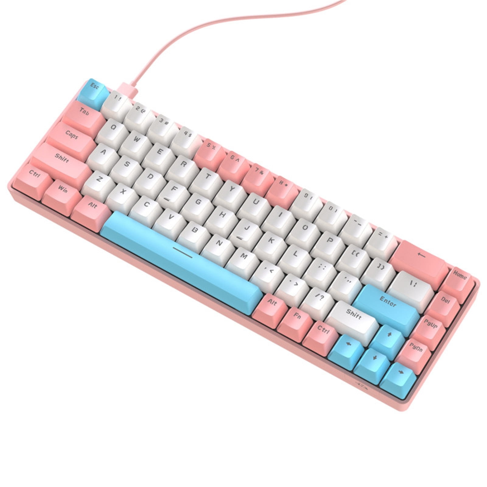 68-Key Type-C Wired RGB Backlit Mechanical Gaming Keyboard with Blue Switch, Anti-Ghosting, 18 RGB Modes, for Gaming, Office, Typing