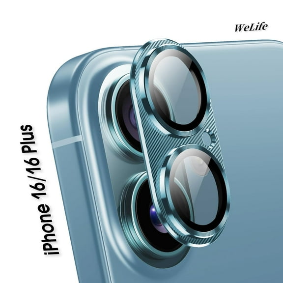 [2 Pack] We Life for iPhone 16 / iPhone 16 Plus Camera Lens Protector, Metal Aluminum Alloy Tempered Glass Cover Camera Screen Protector Accessories, Case Friendly - Green
