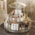 thumbnail image 5 of Rotating Makeup Organizer, 360 Degree Swivel Cosmetic Storage Box, Large Capacity Vanity Organizer with Removable Dividers, Clear Desktop Makeup Case for Brushes Bottles,, 5 of 9