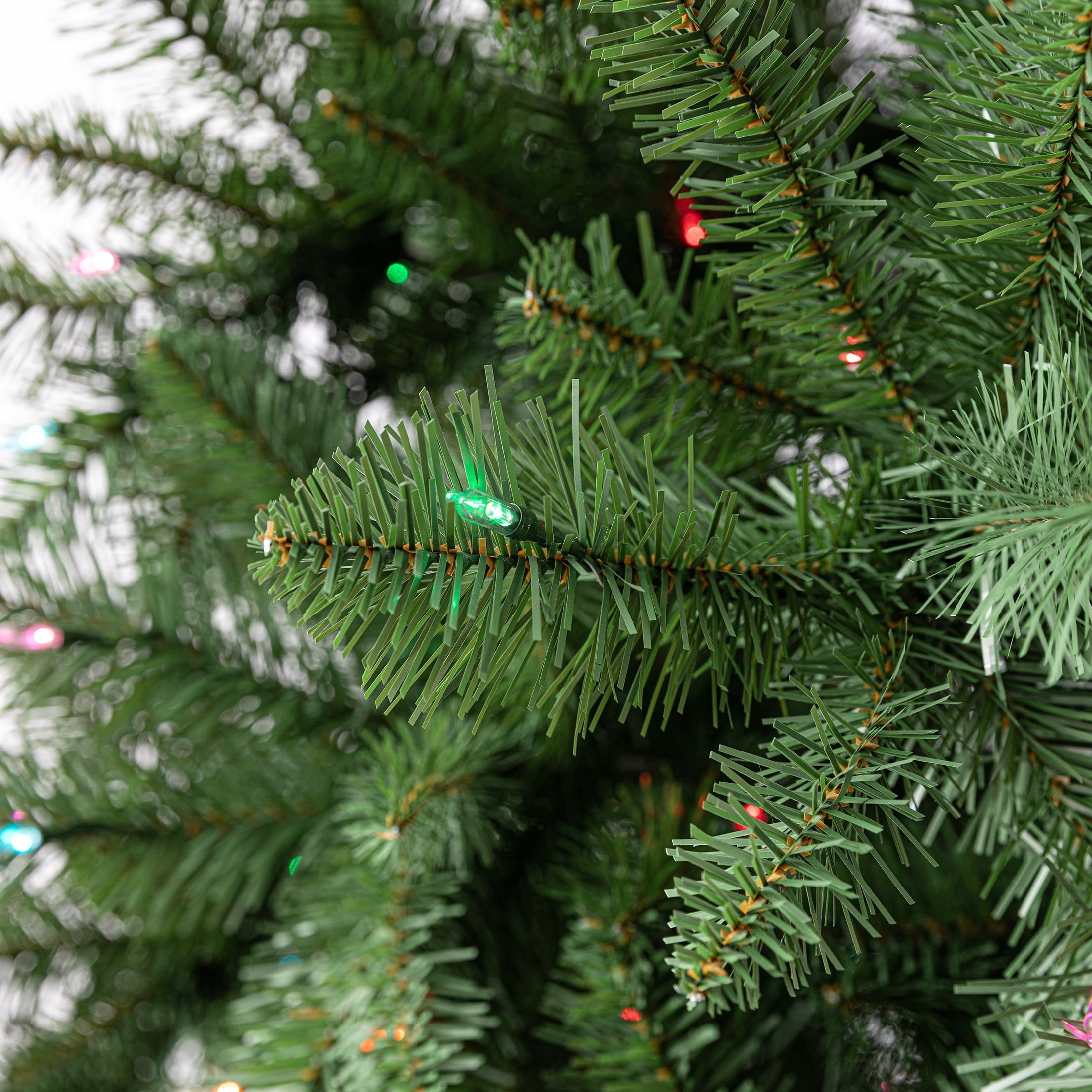 7.5' Pre-Lit Kennedy Fir Green Artificial Christmas Tree with Color-Changing Small LED Lights, Quick Set, and Stand, by Holiday Time