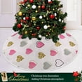 thumbnail image 6 of FMSHPON Gold Pink Hearts Wedding Valentines Love Xmas Christmas Tree Skirt Stand Mat for Holiday Party Decoration Indoor Outdoor 48 inches, 6 of 6