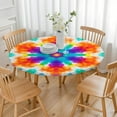 thumbnail image 3 of Colorful Rainbow Tie Dye Spiral Pattern Round Fitted Tablecloth with Elastic Edge,Dining Table Cover Waterproof,Outdoor Round Tablecloth for Camping,Dining,Indoor and Outdoor, 3 of 7