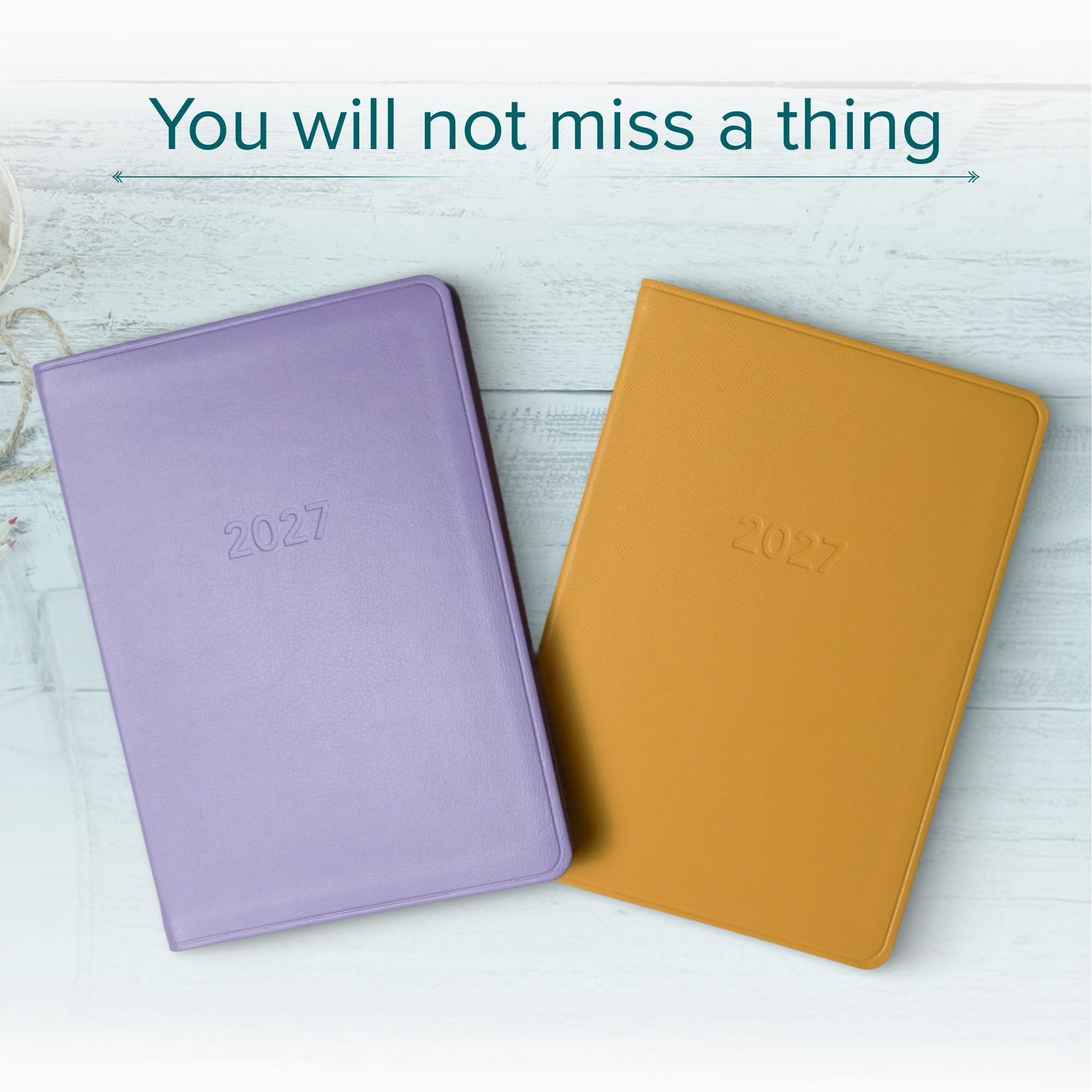 Harbor Desk Weekly Monthly Planner 2027 - Calendar Planner and Notebook, Durable Faux Leather, 192 Pages, Softcover & Book Bound - Cambridge Lavender - 8x5.5"
