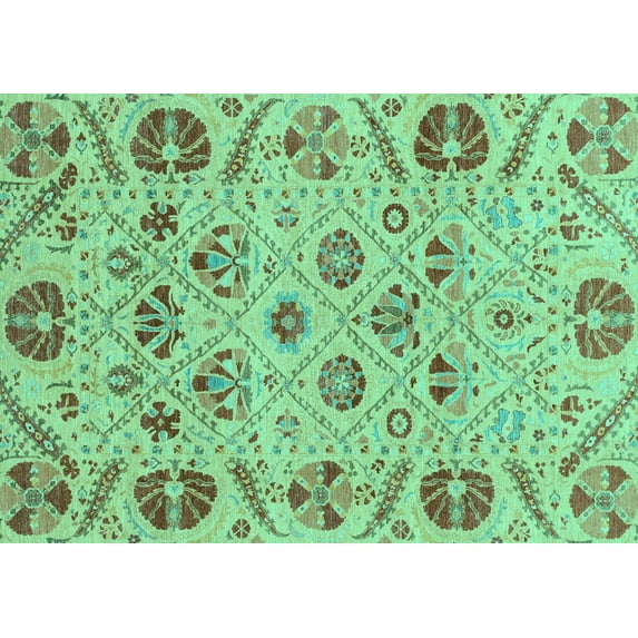 Ahgly Company Machine Washable Indoor Rectangle Abstract Turquoise Blue Modern Area Rugs, 3' x 5'
