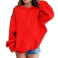 thumbnail image 1 of Wdgfv Chandail à Capuche Imprimé Lettre pour Filles, Manches Longues, Décontracté, Confortable, Rouge 5-6 Ans, 1 of 7