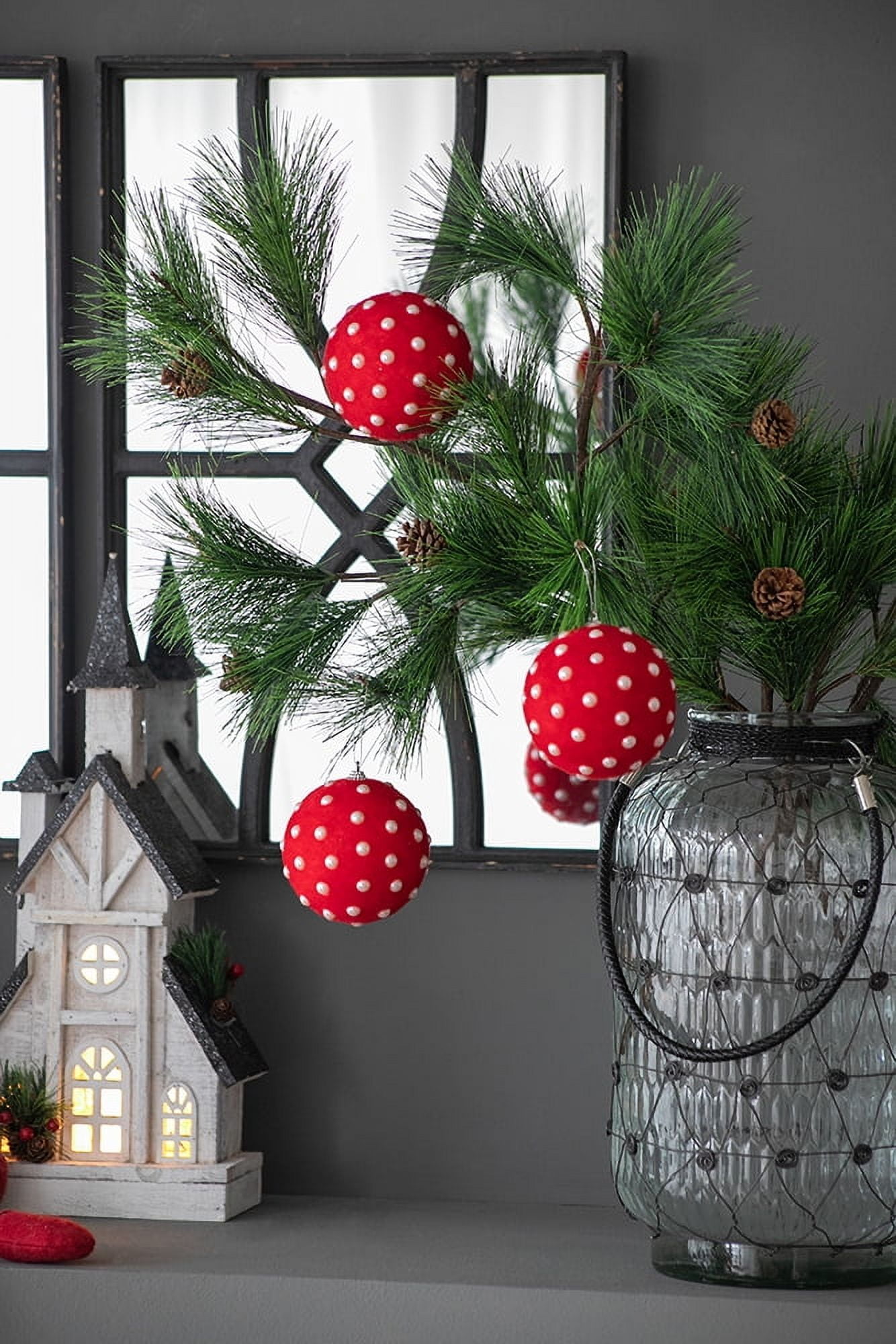 Shimmering Christmas Ball Ornament Set Polyfoam with Beads and Flocking Sparkling Tree Decor Gift Stocking Stuffer