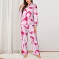 thumbnail image 3 of Bingfone Womens Pajama Sets Breast Cancer Ribbons Awareness Print,Long Sleeve Loungewear Pajamas Set-Large, 3 of 9
