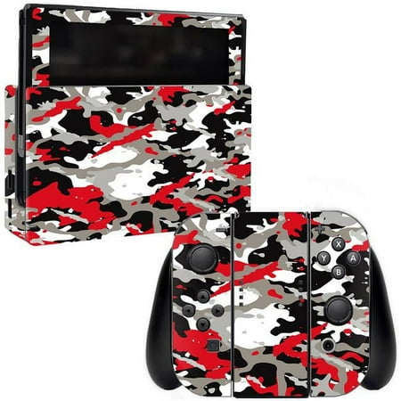 Skin Decal Wrap Compatible With Nintendo Switch Red Camo
